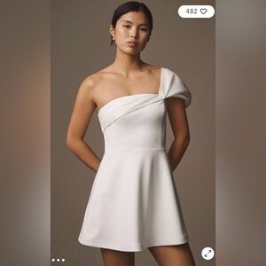 NWT $228 Dress The Population Olive One-Shoulder Mini Dress S